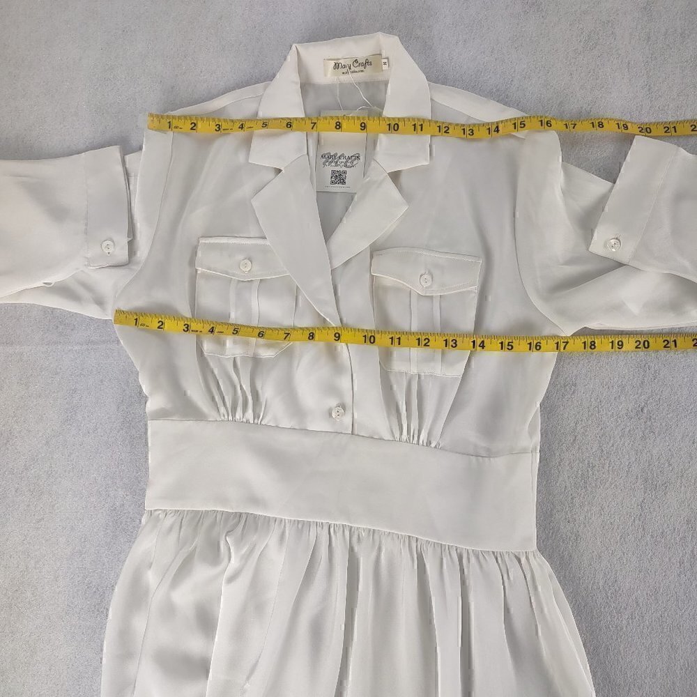 Marycrafts White Long Sleeve 2 Button Dress Size 8 (NWT) - Picture 7 of 12